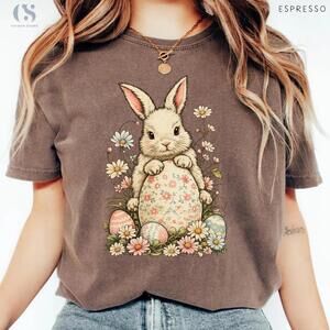 Retro Happy Easter Bunny Shirt, Bunny Ears Shirt, Bow Rabbit Tee, Cute